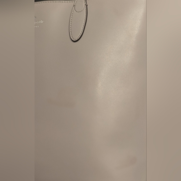 GUC Kate Spade large leather lavender tote zip top gray glitter flower charm - Picture 14 of 16